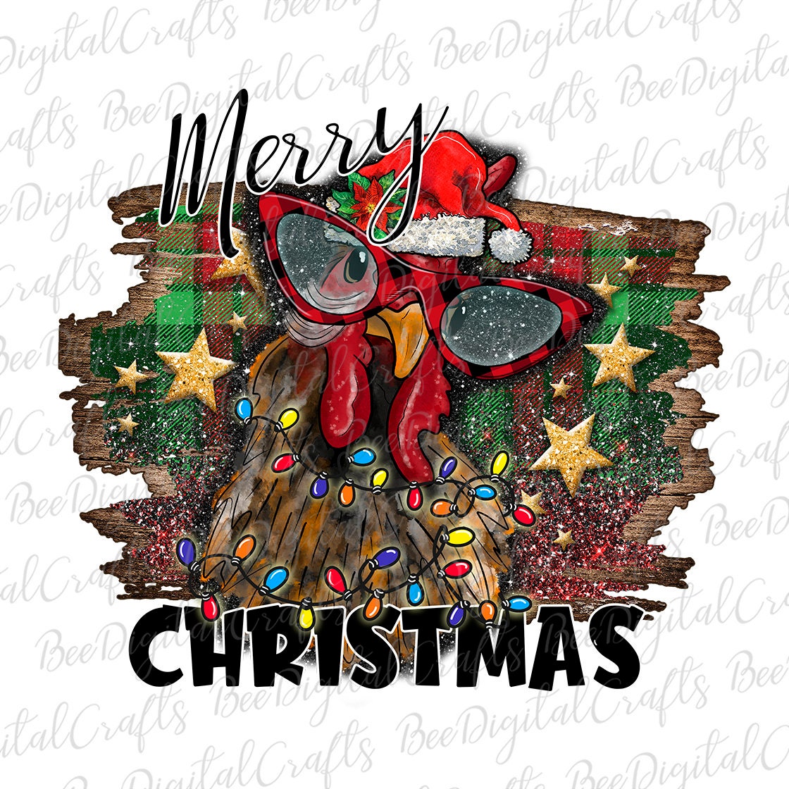 Merry Christmas chicken sublimation design