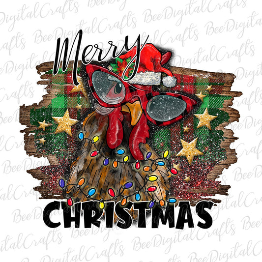 Merry Christmas chicken sublimation design