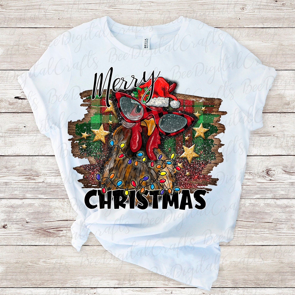 Merry Christmas chicken sublimation design