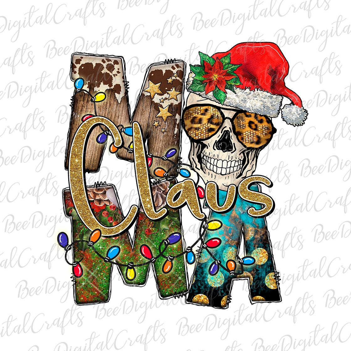 Mama Claus skull sublimation design