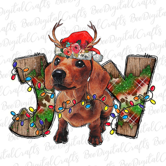 Christmas Joy dachshund sublimation design