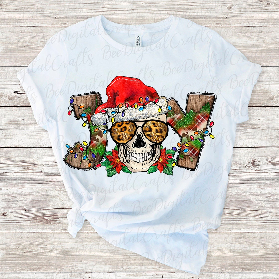 Joy Christmas skull sublimation design