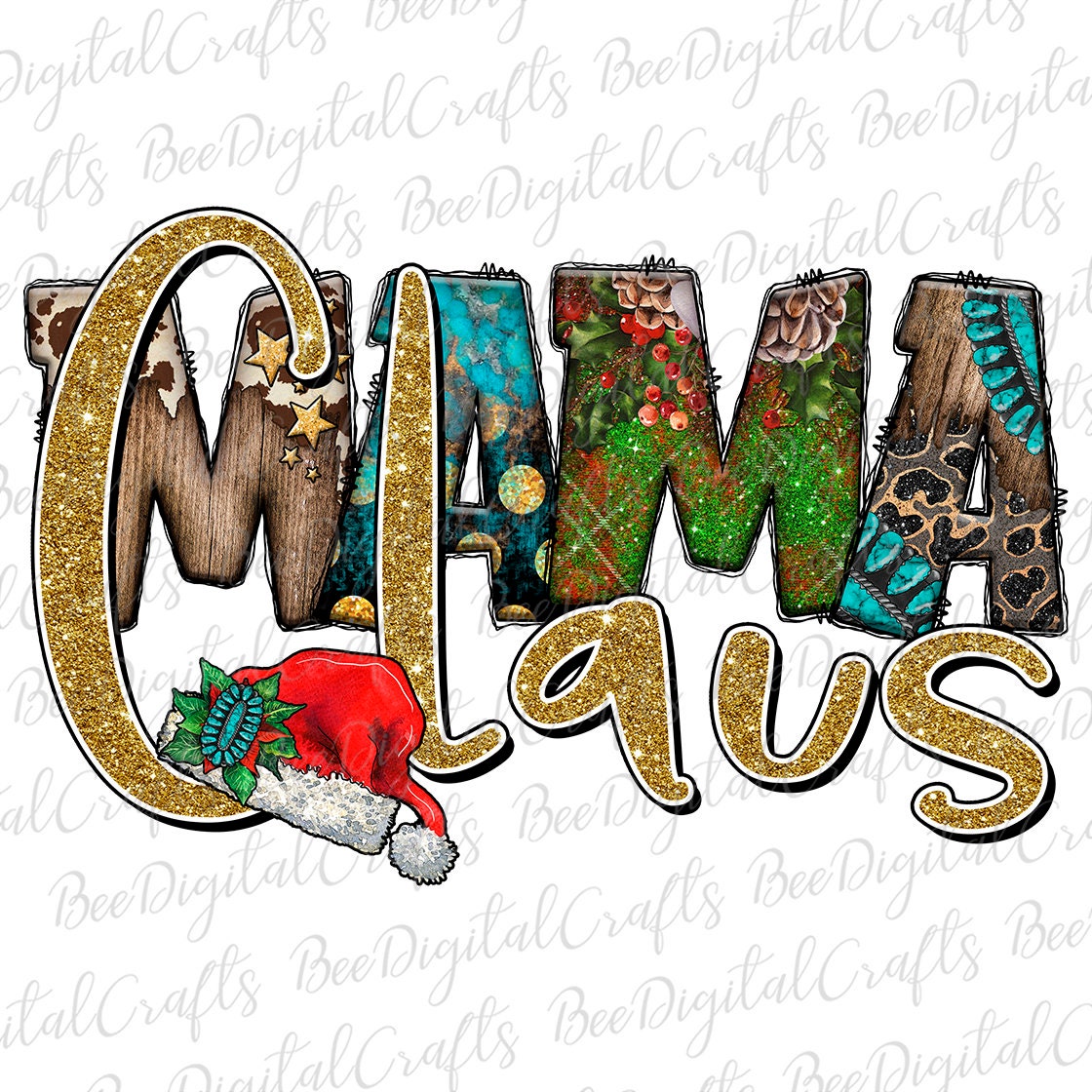 Western Mama Claus sublimation design