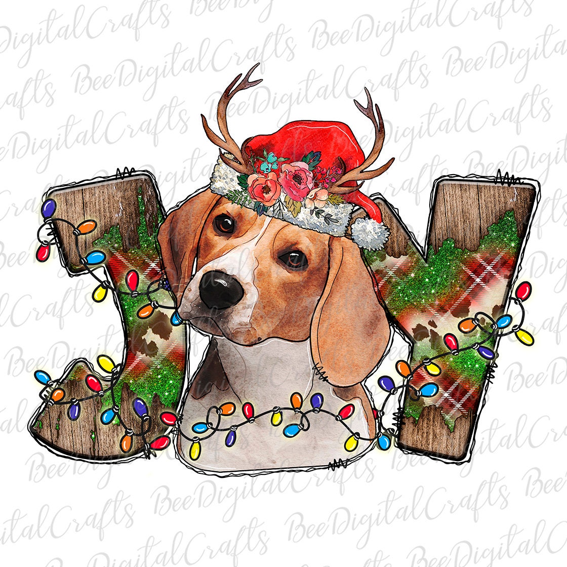 Christmas Joy Beagle sublimation design