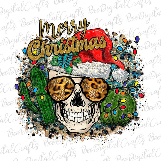 Merry Christmas skull sublimation design