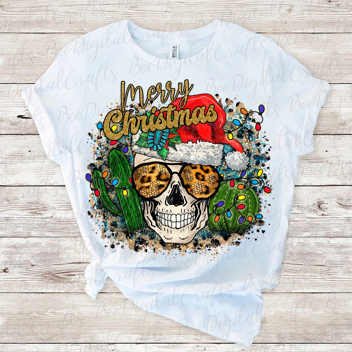 Merry Christmas skull sublimation design