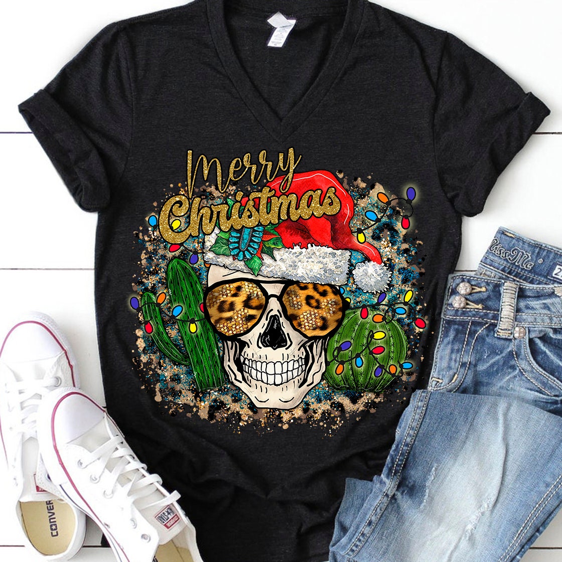 Merry Christmas skull sublimation design