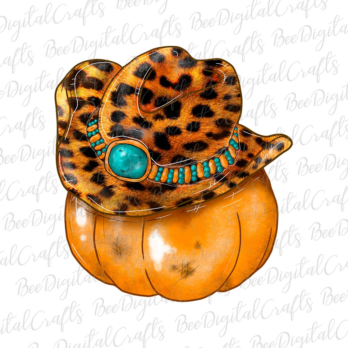 Pumpkin with western hat sublimation design