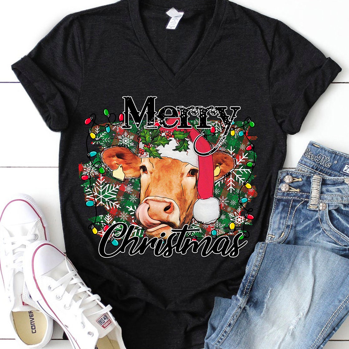 Merry Christmas cow sublimation design