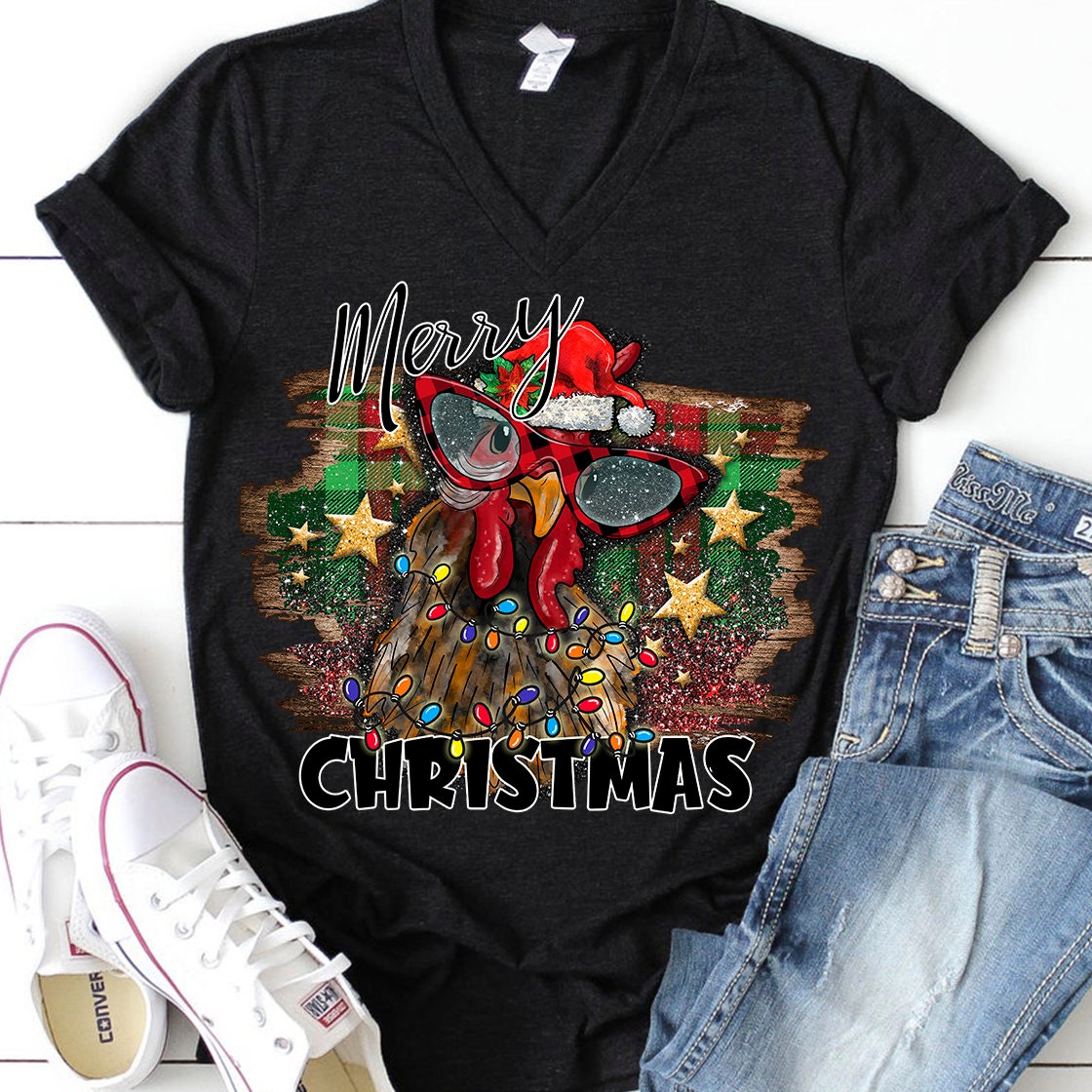 Merry Christmas chicken sublimation design