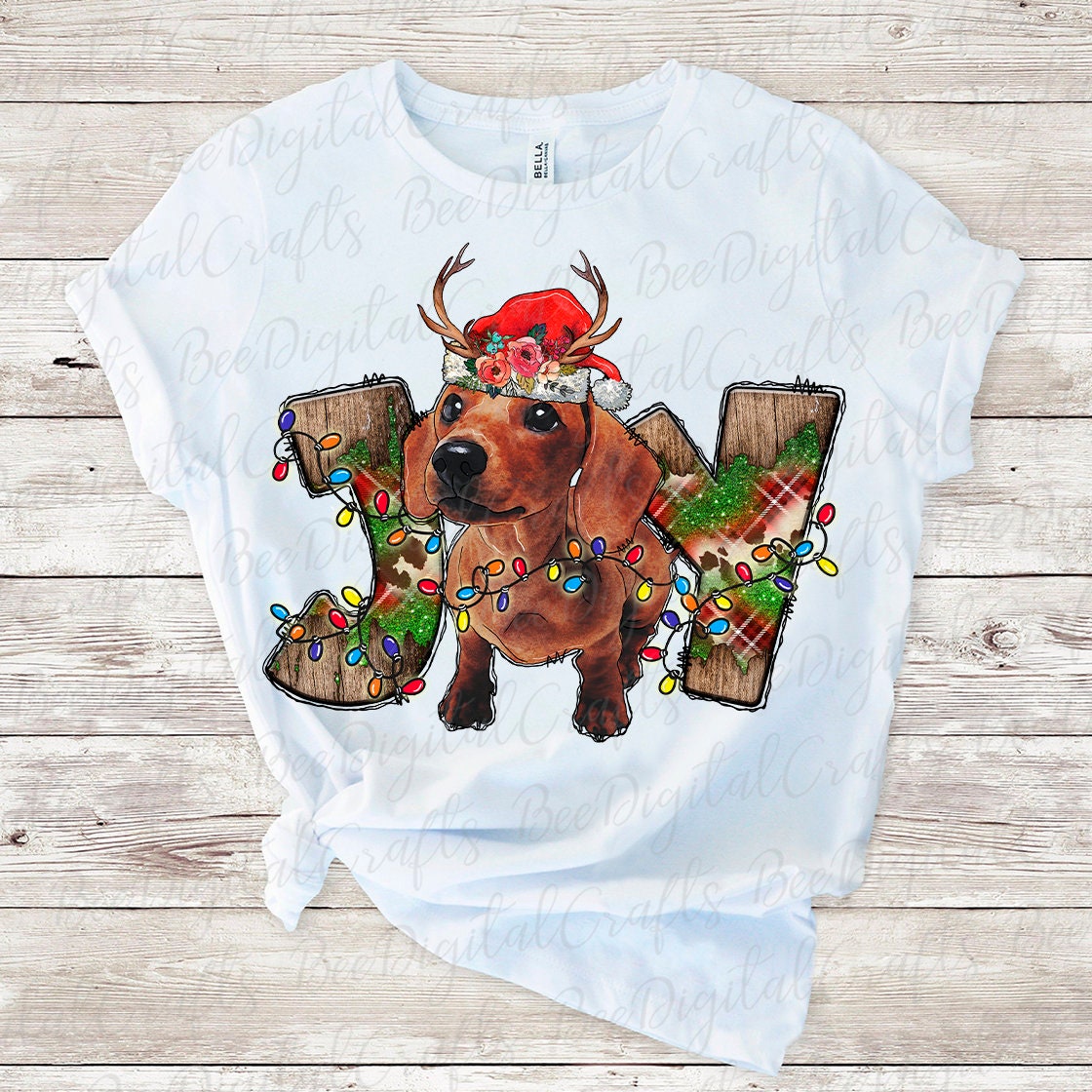 Christmas Joy dachshund sublimation design