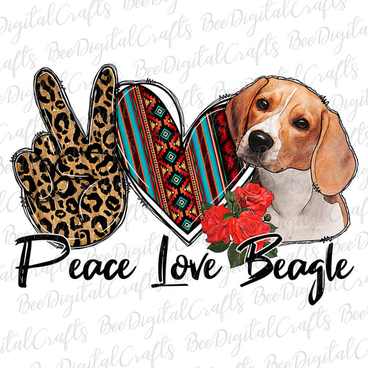 Peace love beagle sublimation design