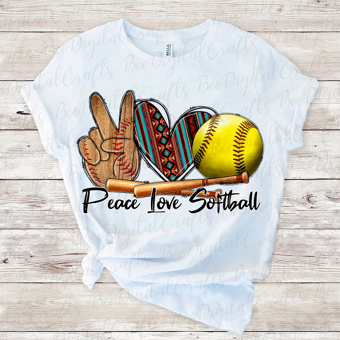 Peace love softball sublimation design