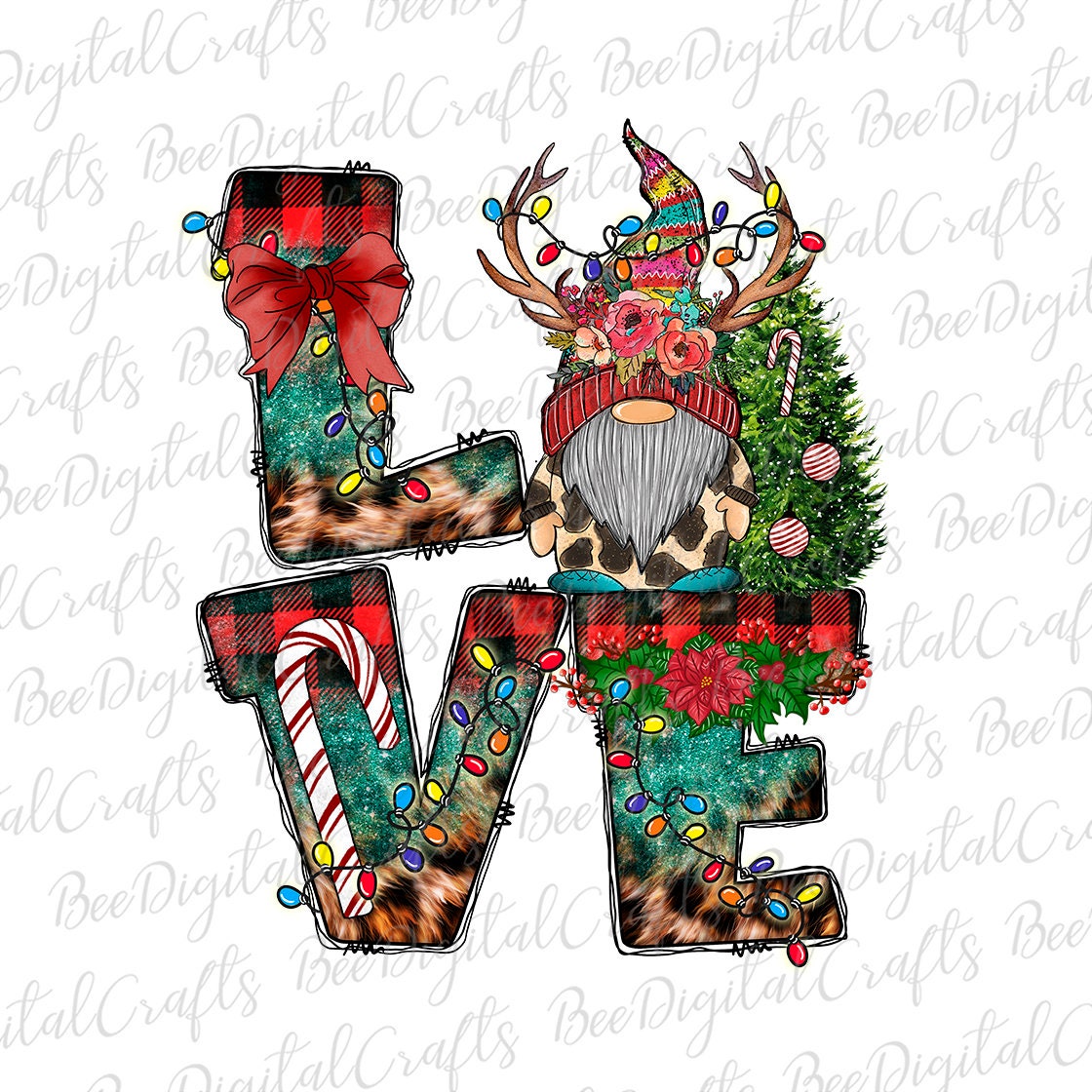 Love Christmas gnome sublimation design