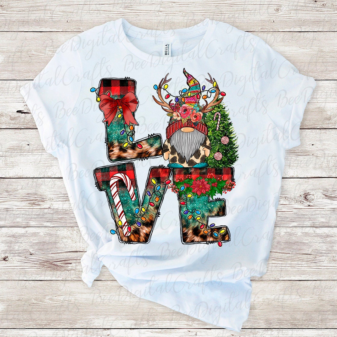 Love Christmas gnome sublimation design