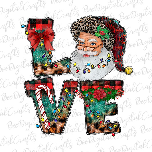 Christmas love Santa sublimation design