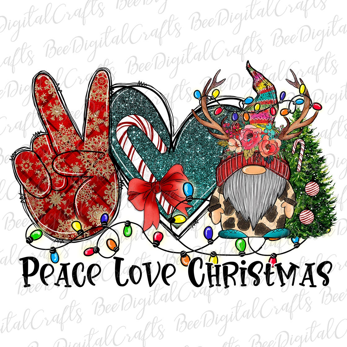 Peace love Christmas sublimation design