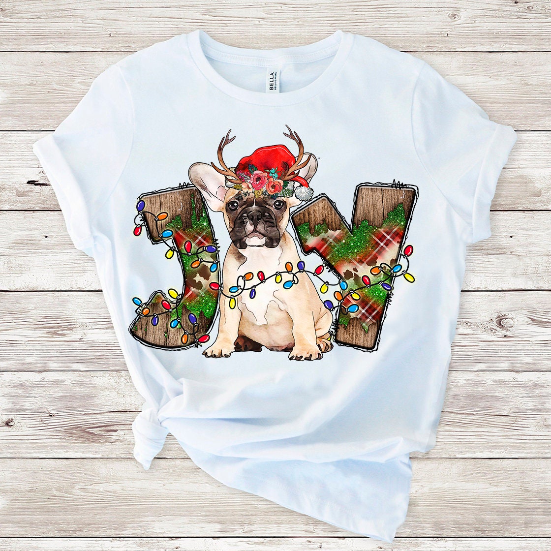 Christmas Joy fawn french bulldog sublimation design