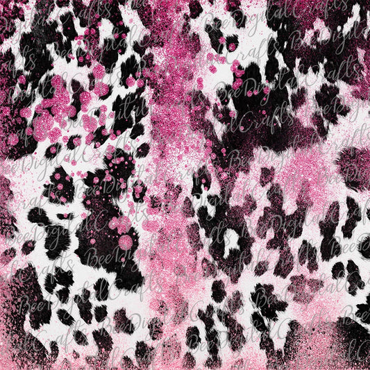 Cowhide and pink background sublimation design