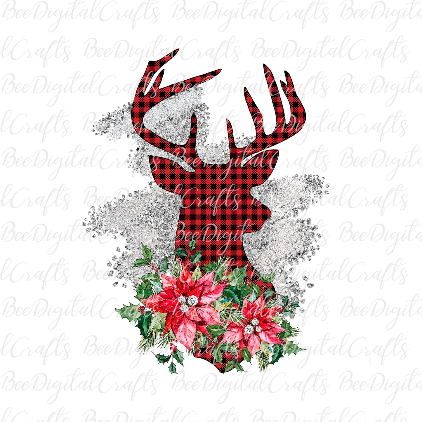 Christmas buffalo plaid deer sublimation design