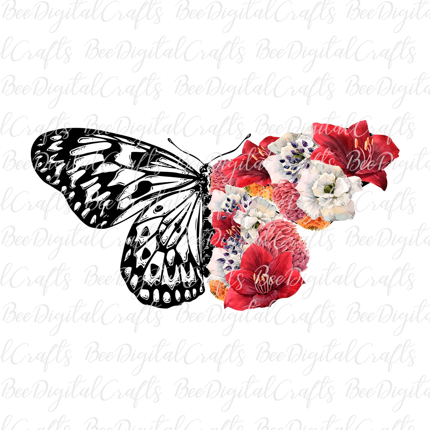 Floral butterfly sublimation design