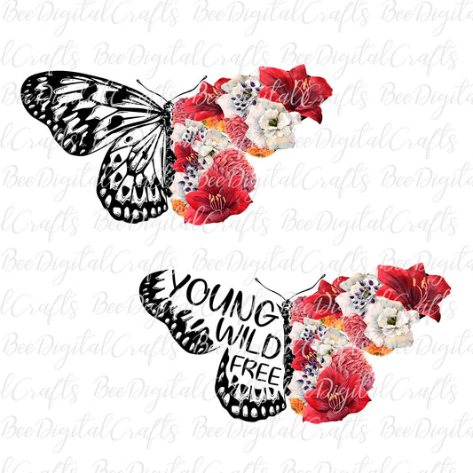 Floral butterfly sublimation design