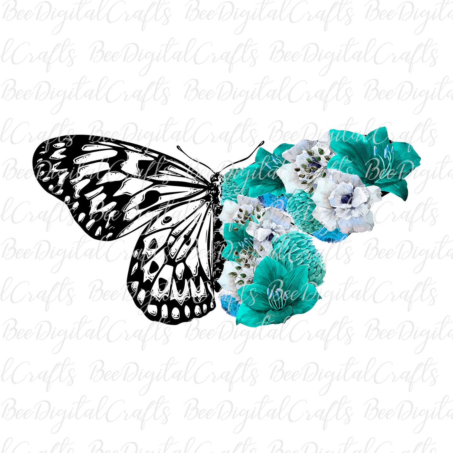 Floral butterfly sublimation design