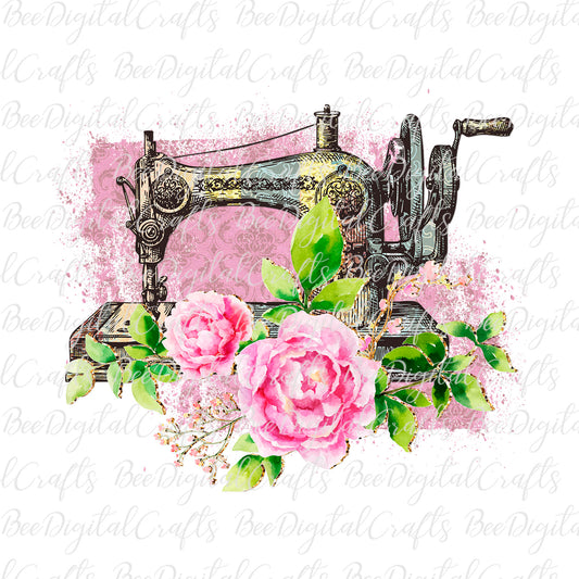 Floral sewing machine sublimation design