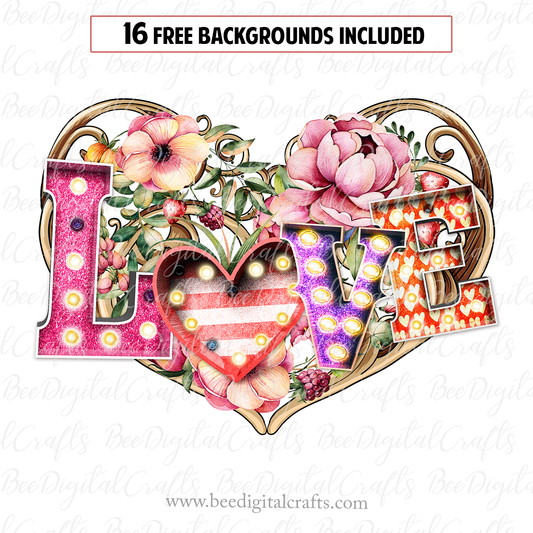 Floral heart sublimation design