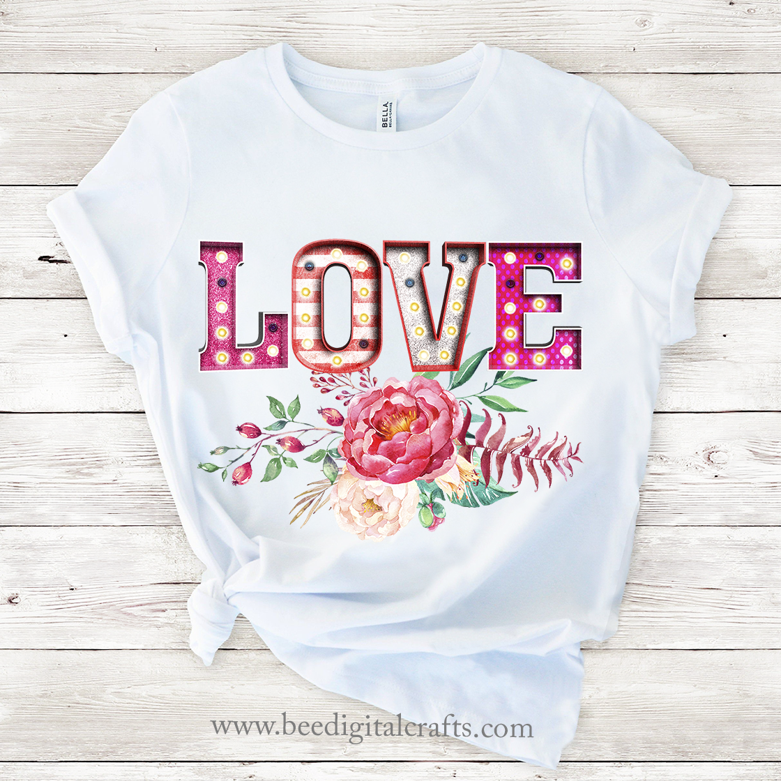 Floral love sublimation design