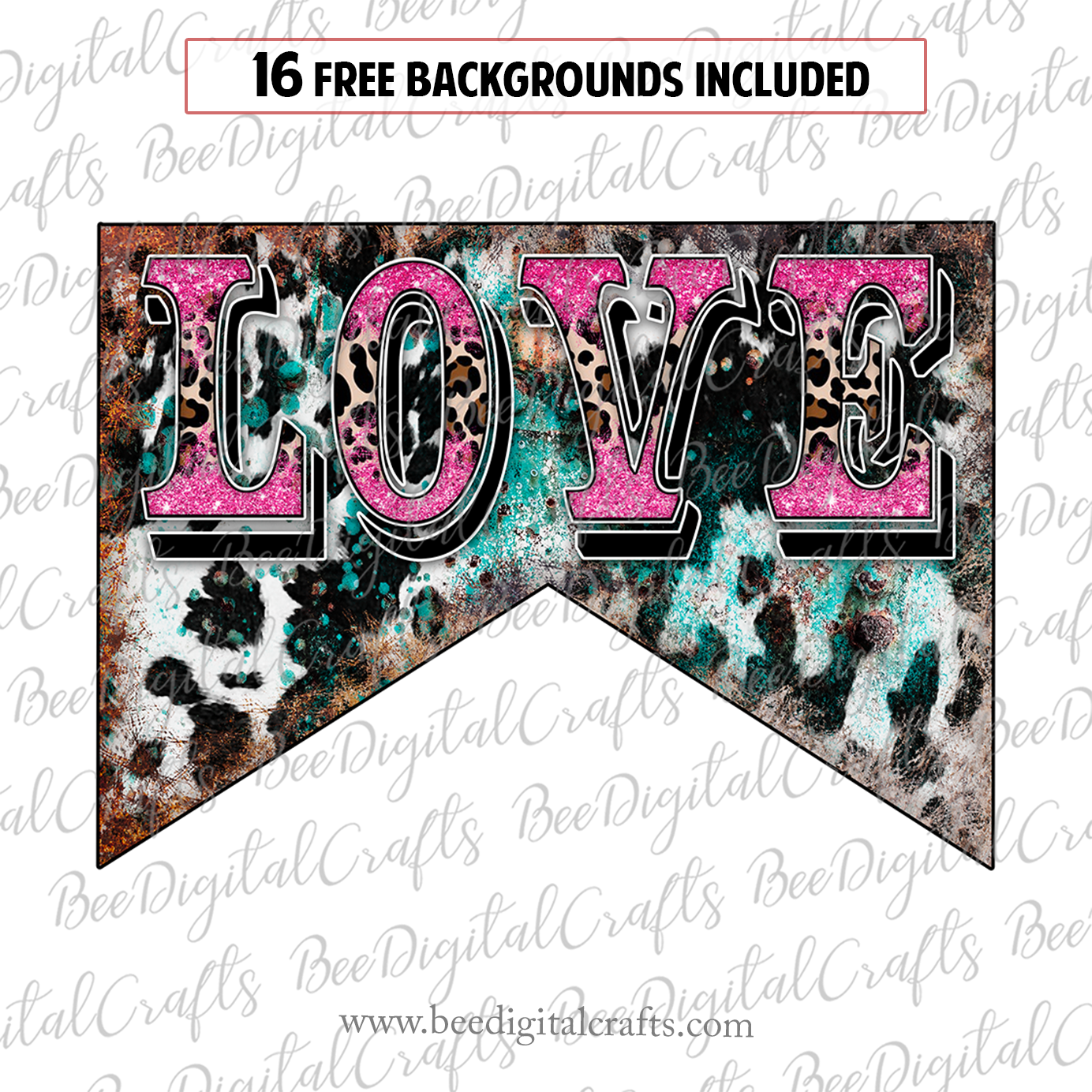 Cowhide love sublimation design