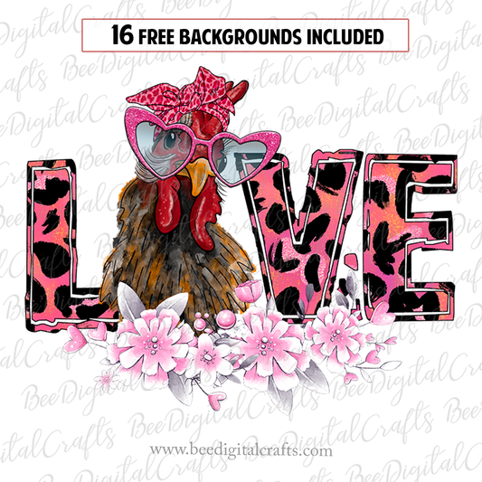 Chicken love sublimation design