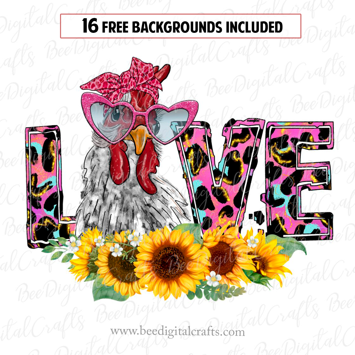 Chicken love sublimation design