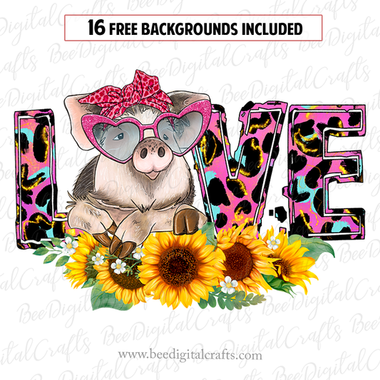 Pig love sublimation design