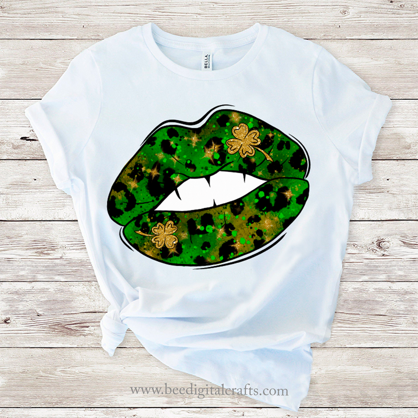 Shamrock leopard lips sublimation design