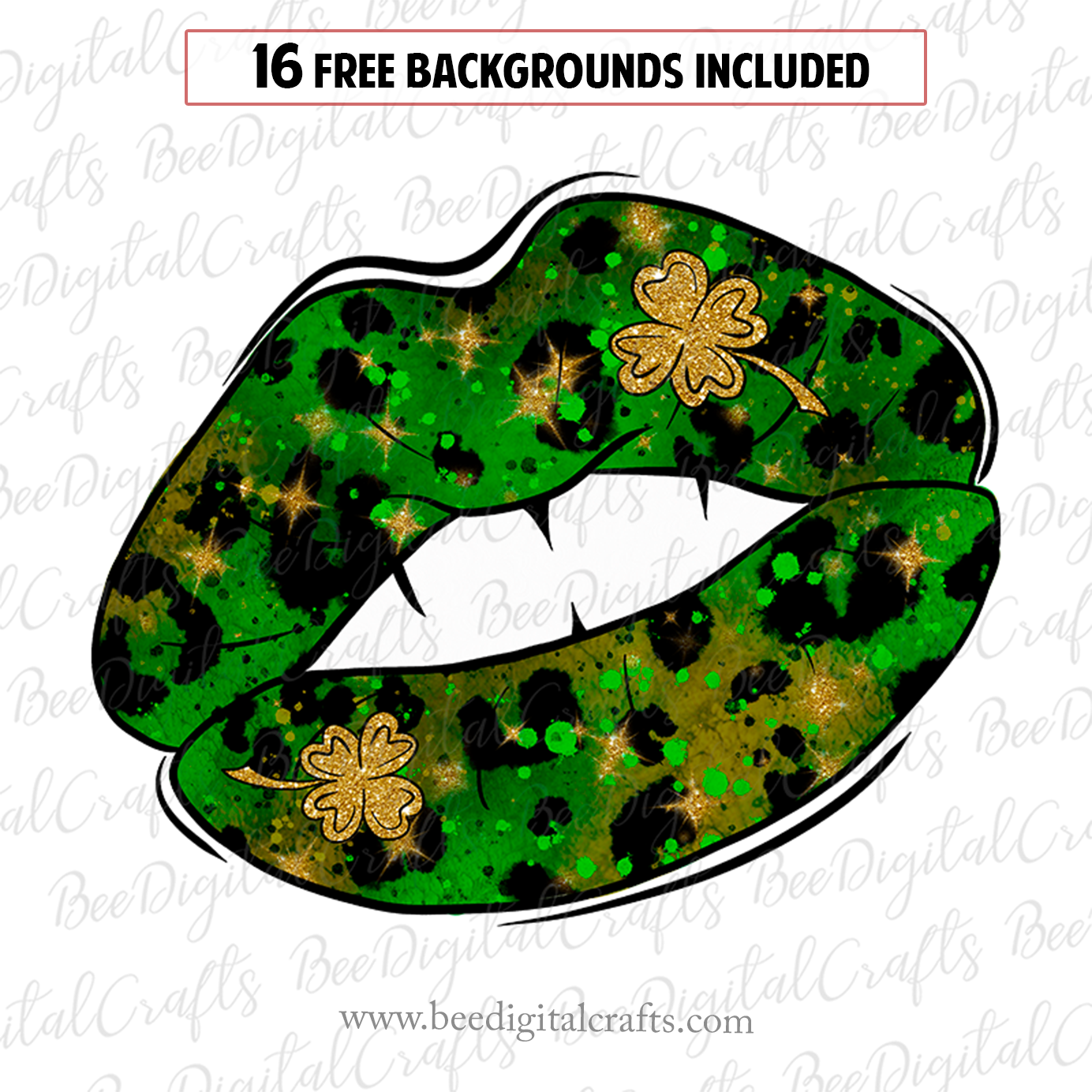 Shamrock leopard lips sublimation design