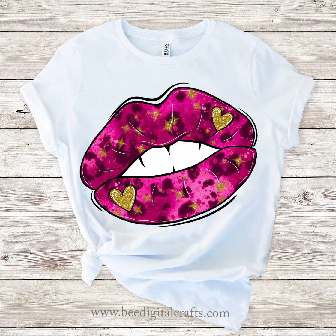 Pink leopard lips sublimation design