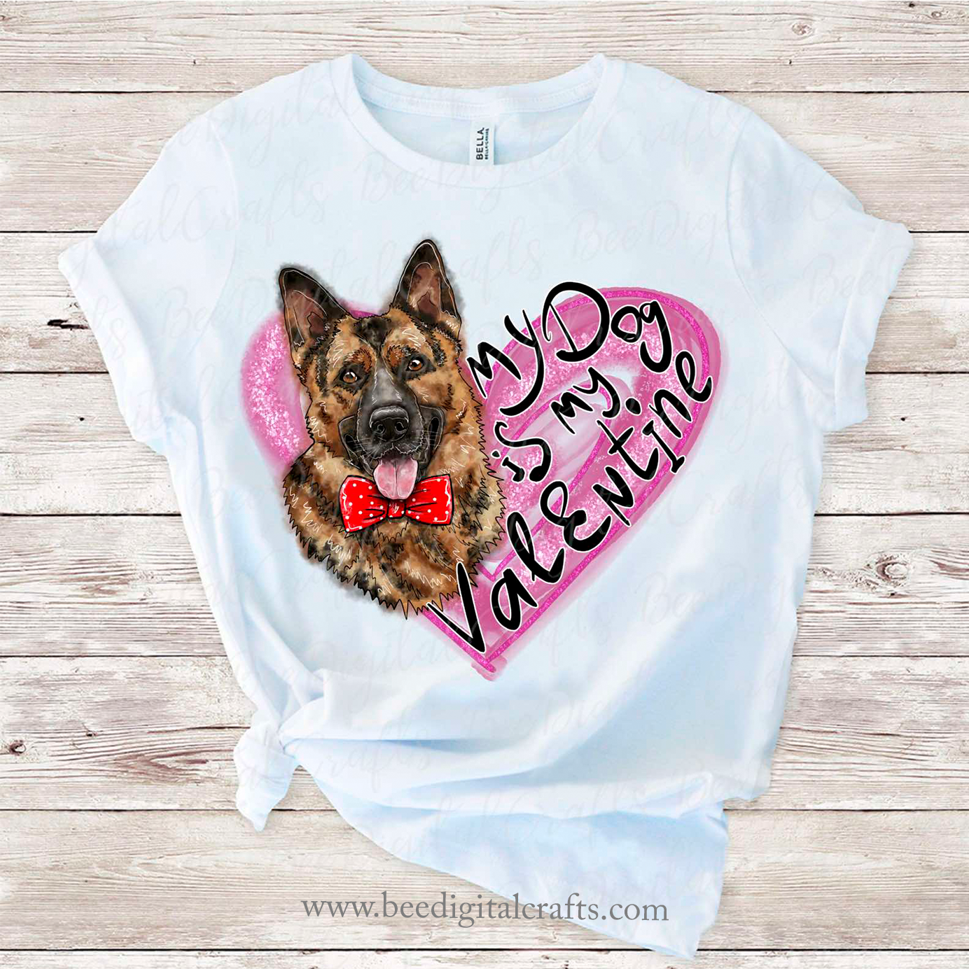 German shepherd Valentine sublimation design