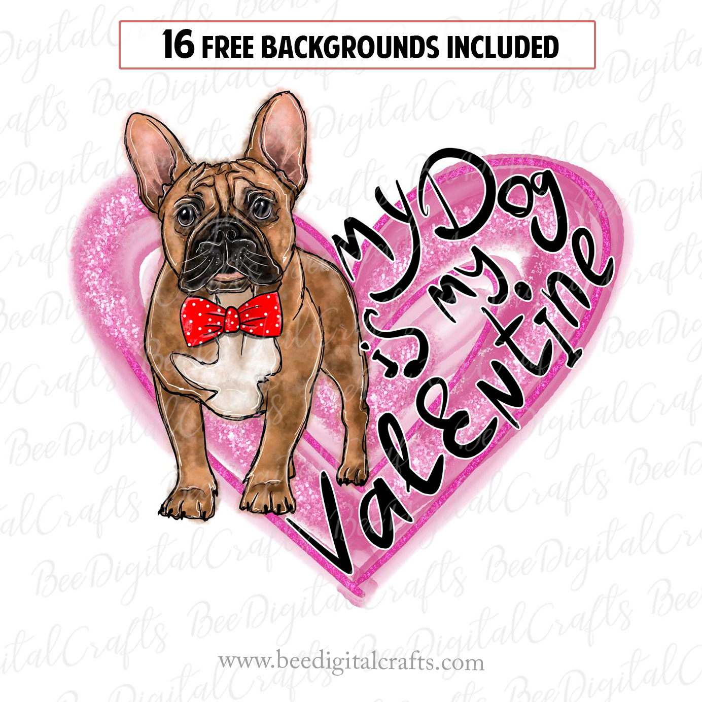 French bulldog  Valentine sublimation design