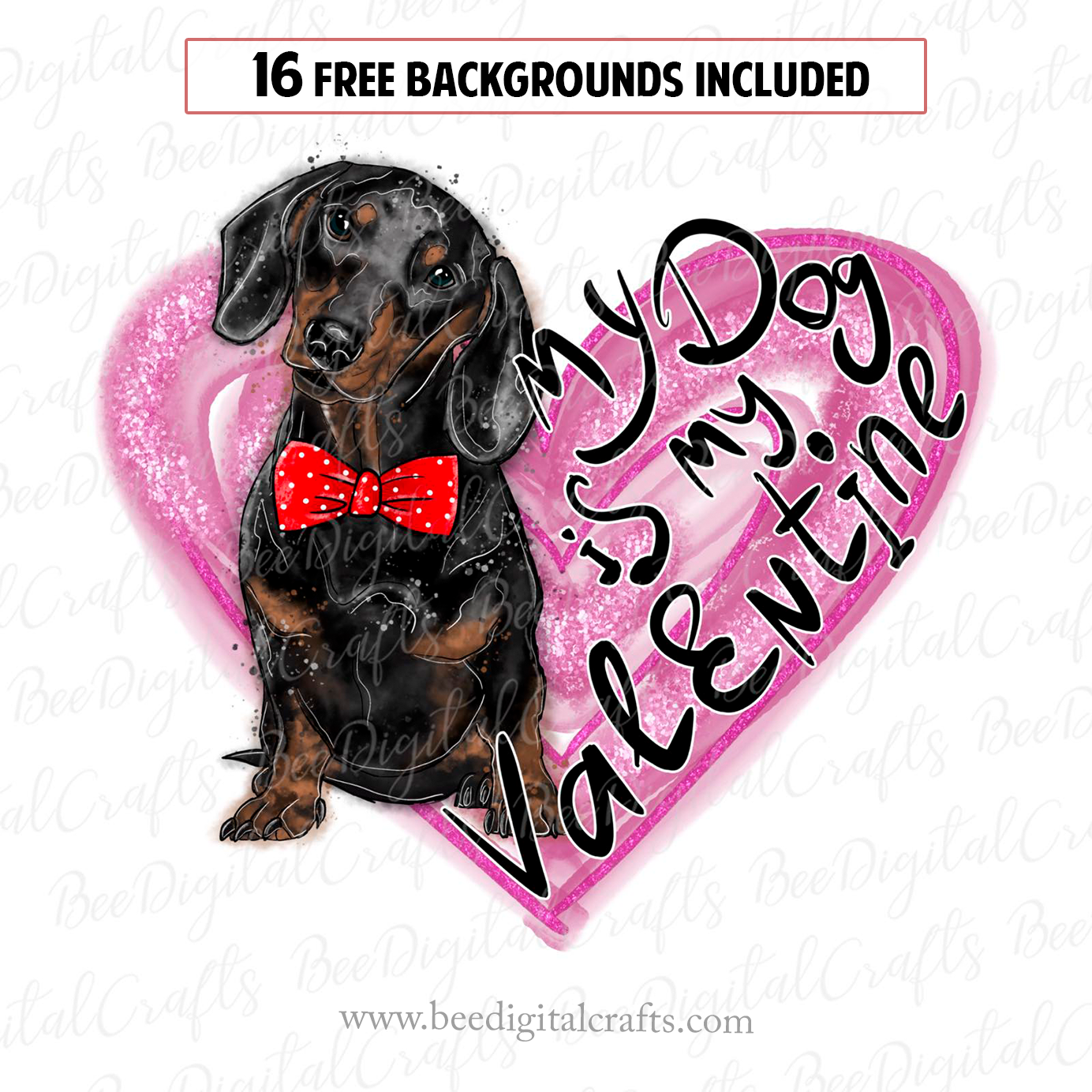 Dachshund Valentine sublimation design