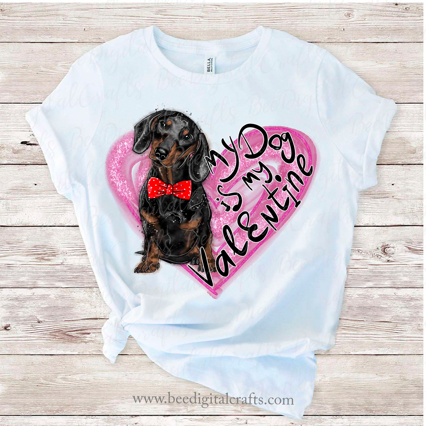 Dachshund Valentine sublimation design