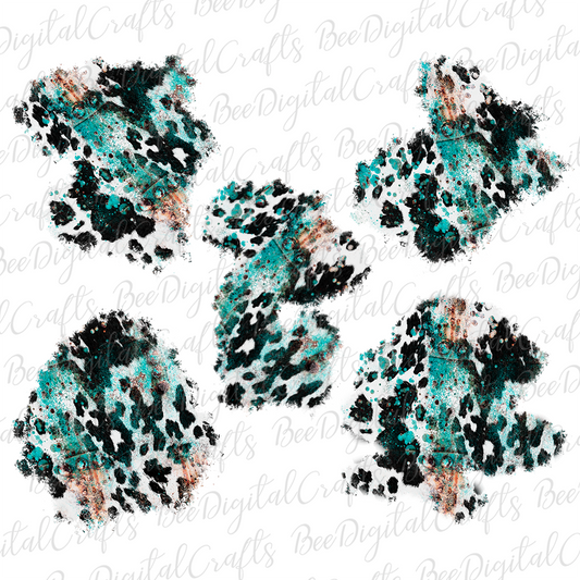 Black cowhide teal patch sublimation design