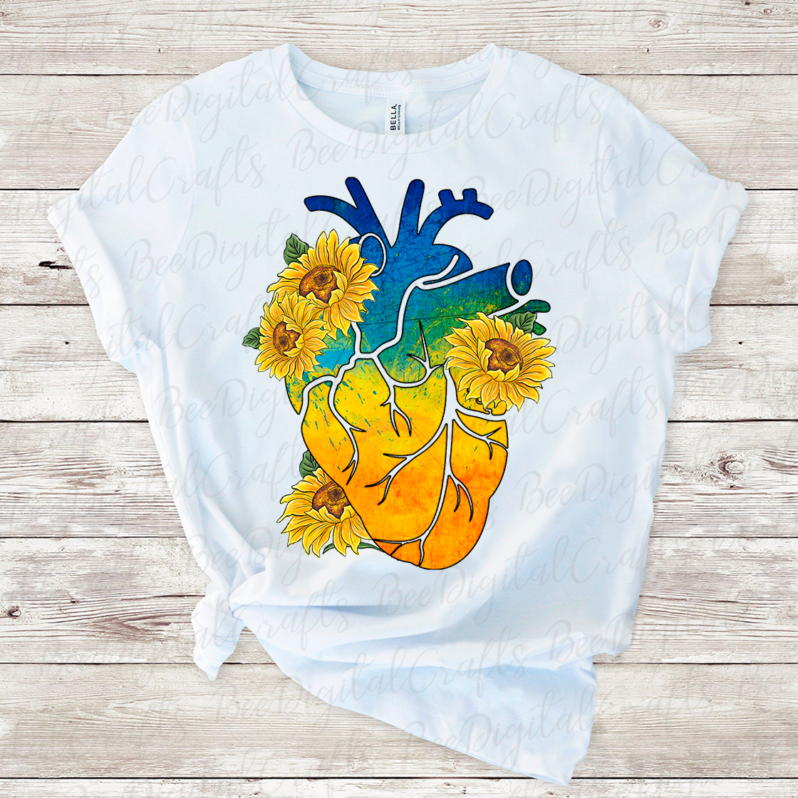 Sunflower heart Ukraine sublimation design