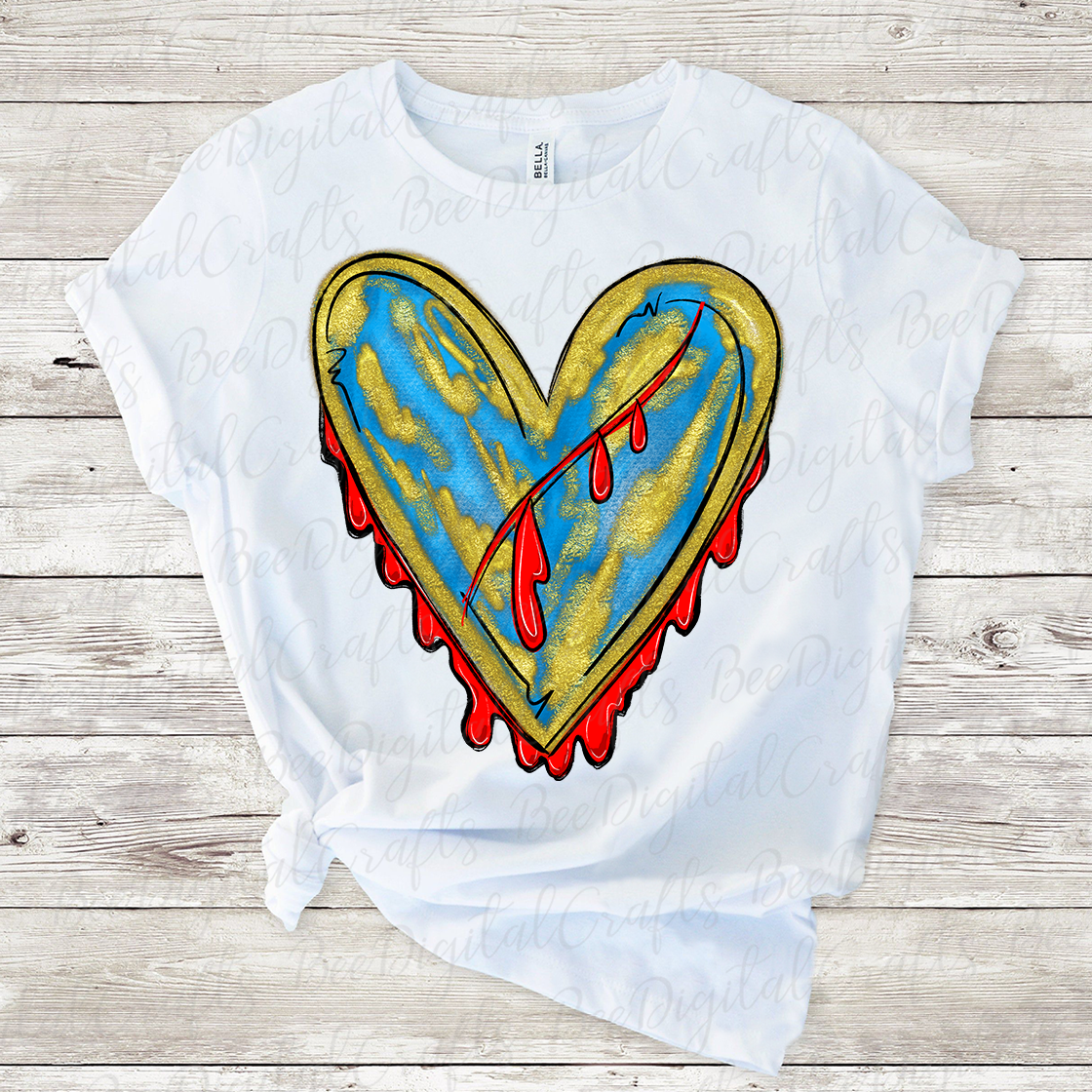 Ukraine heart sublimation design