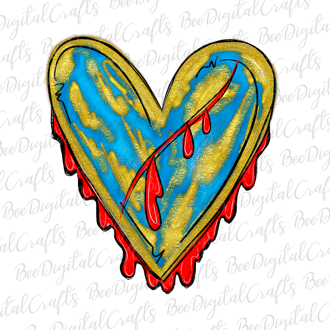 Ukraine heart sublimation design