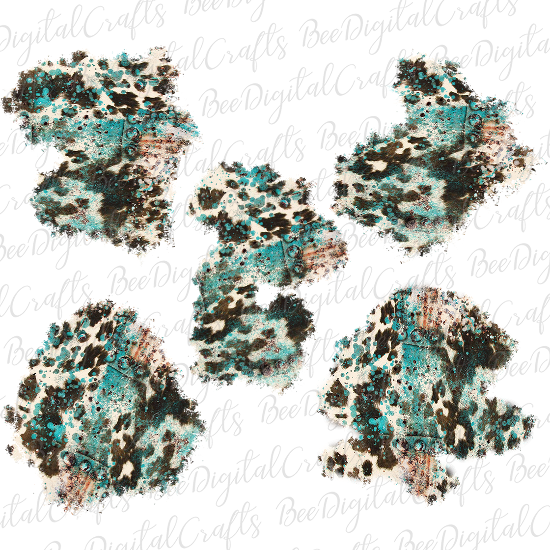 Brown cowhide teal patch sublimation design