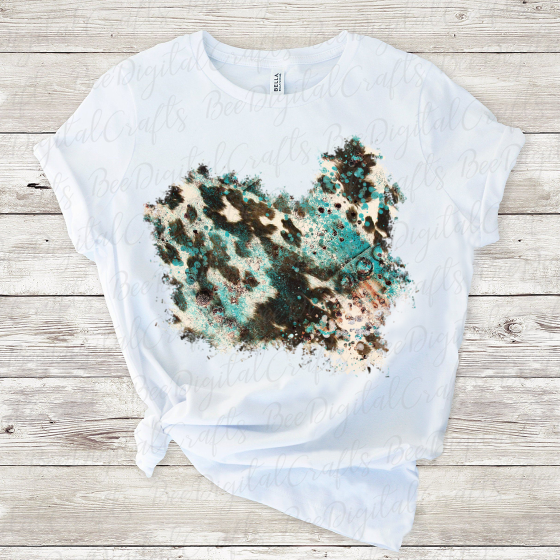 Brown cowhide teal patch sublimation design