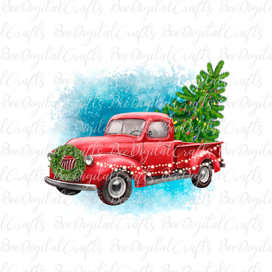 Christmas tree truck sublimation design