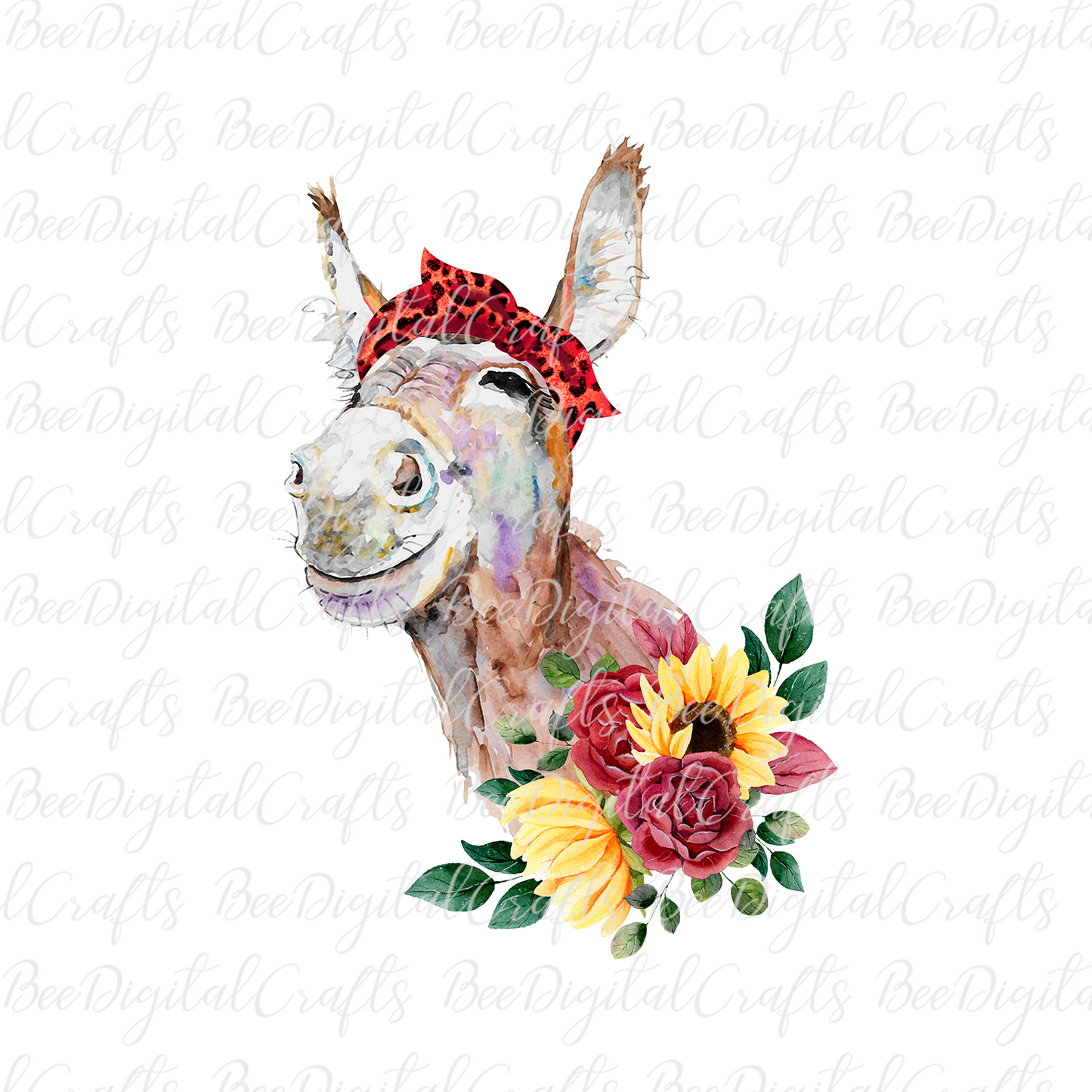 Donkey sunflower sublimation design