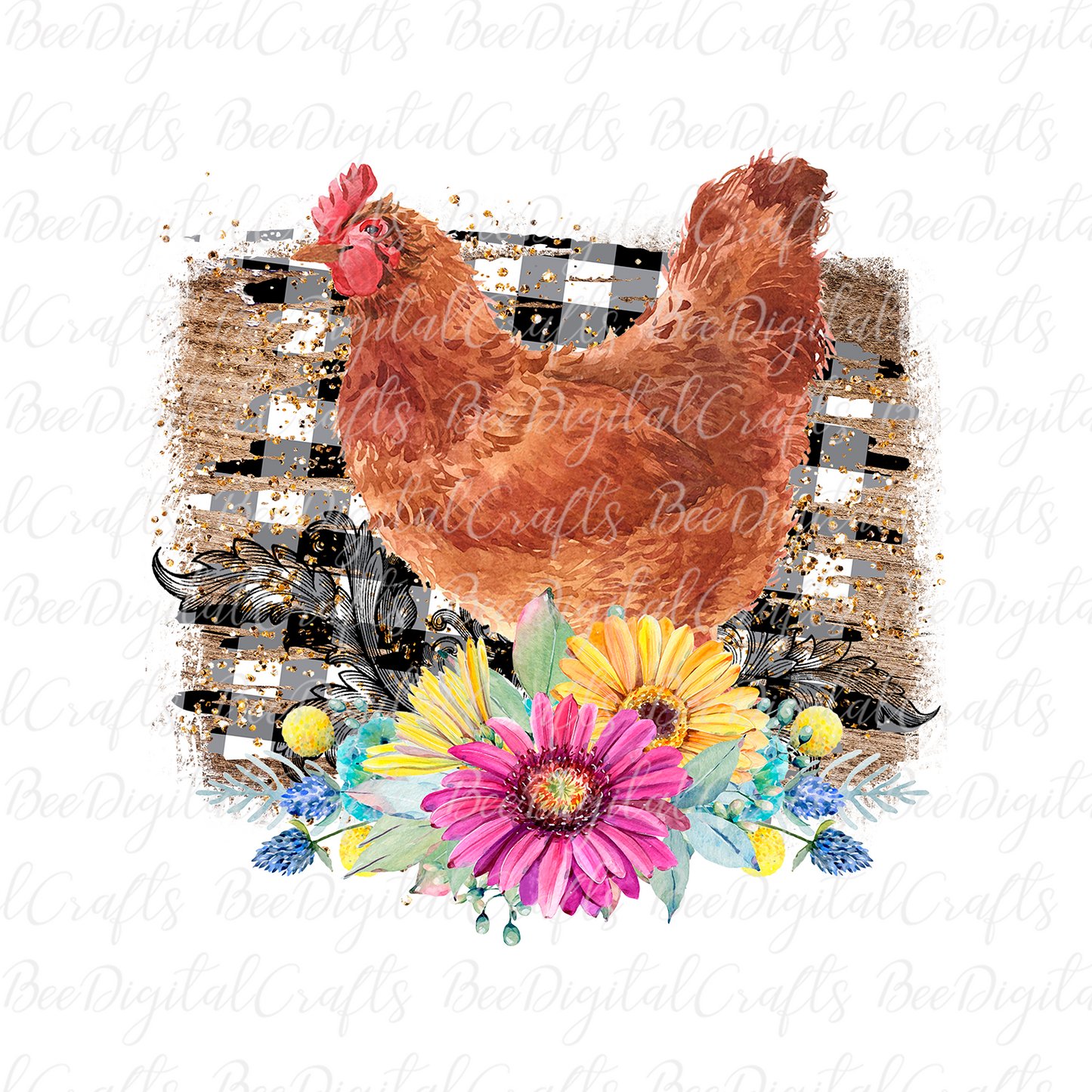 Chicken with flower sublimation design